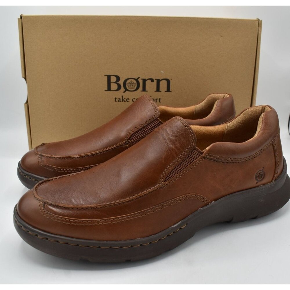 Born‎ Cambridge Loafers Mens Size 10 Tan New Leather Slip On BM0019716